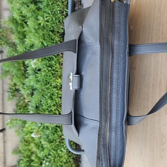 Tory Burch Gray Pebble Leather Tote Bag shoulder bag - Picture 9 of 15